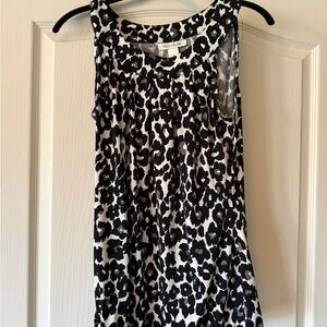 Black and White Leopard Print Sleeveless Top